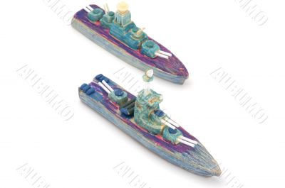 hand made warship closeup