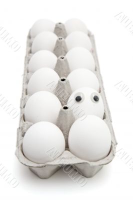 Humpty Dumpty egg in a paper box isolated
