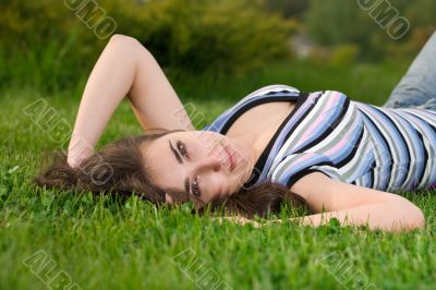 beautiful girl on grass