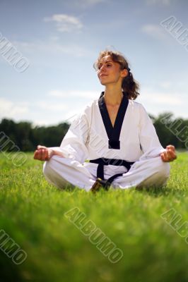 girl in kimono meditating