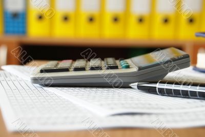 Calculator on office desk