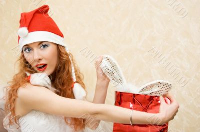 Surprised redhead girl