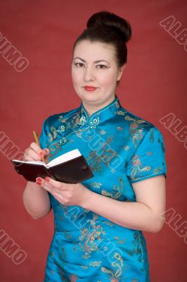 Japanese girl with notebook