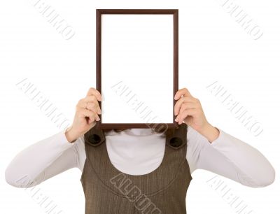 Woman with frame