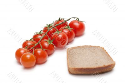 Red tomatoes cherry, pumpernickel two