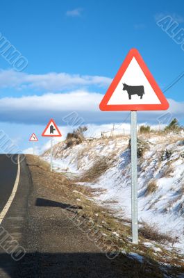 three road signs