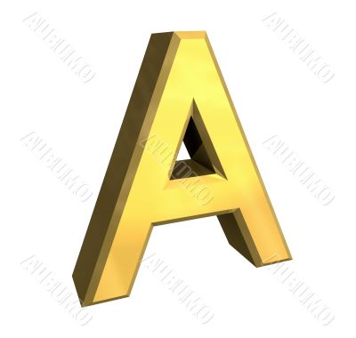 gold 3d letter A - 3d made