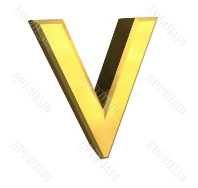 gold letter V - 3d made