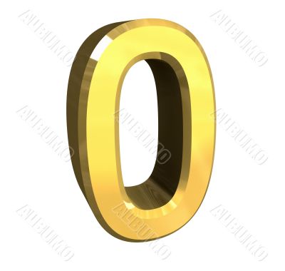3d made - number 0 in gold