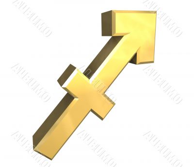 sagittarius astrology symbol in gold - 3d made