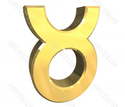 Taurus astrology symbol in gold - 3d made