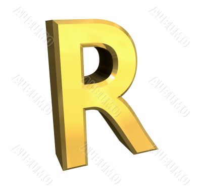 gold letter R - 3d made