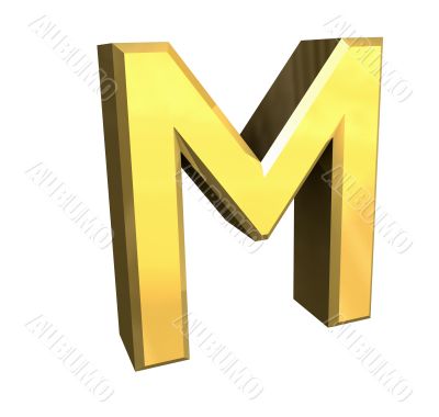 gold letter M - 3d made