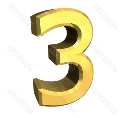 3d made - number 3 in gold