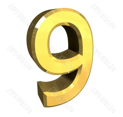 3d made - number 9 in gold
