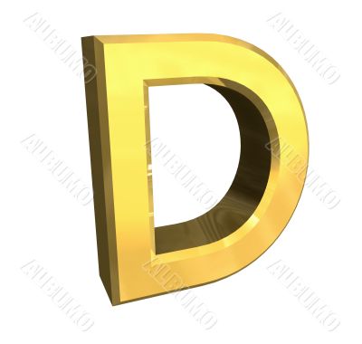 gold letter D - 3d made