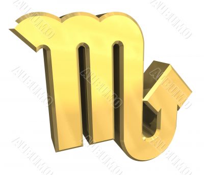 scorpio astrology symbol in gold - 3d made