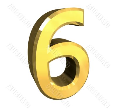 3d made - number 6 in gold