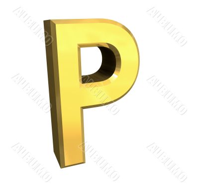 gold letter P - 3d made
