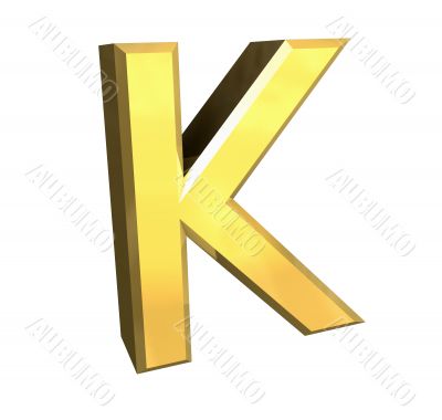 gold letter K - 3d made