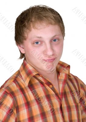 Portrait of the guy on white background