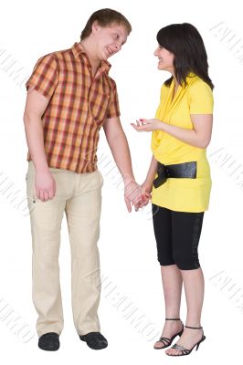 Guy and the girl on a white background