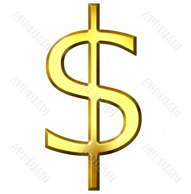 3D Golden Dollar Symbol