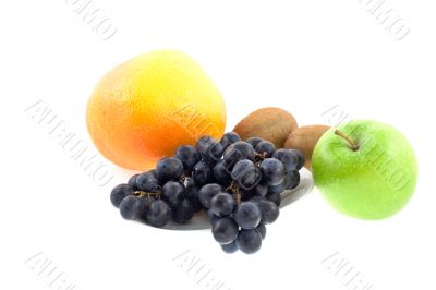 different fruits on a white background