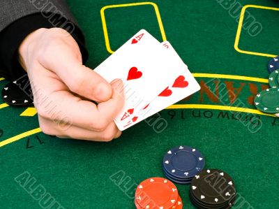hand holding cards