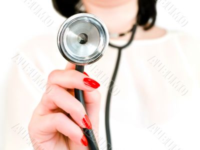 hand of nurses with stethoscope