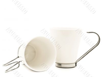 two white modern cups