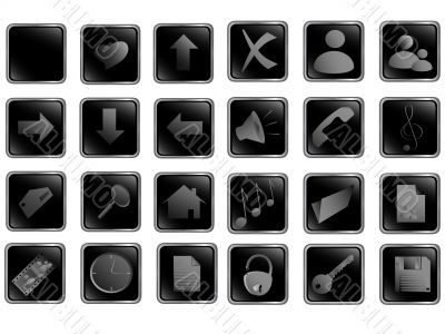  black square web buttons set