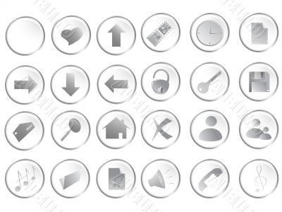  White round web buttons set
