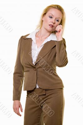 Woman in brown business suit