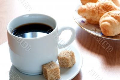 Morning coffee and crescent roll