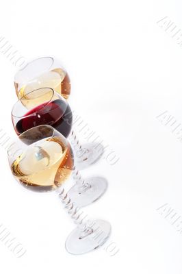 Glasses with red and white wine