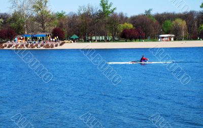 Kayak over  blue water