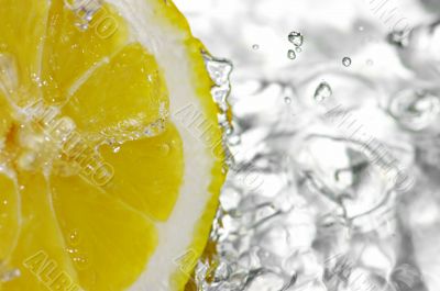 fresh water drops on lemon