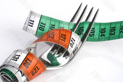 Tape measure around fork