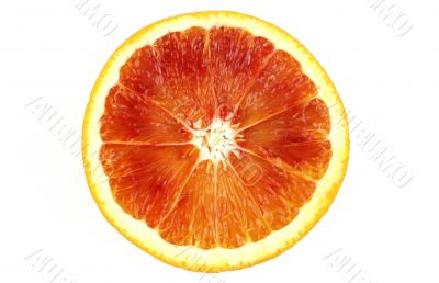 slice of blood orange on white