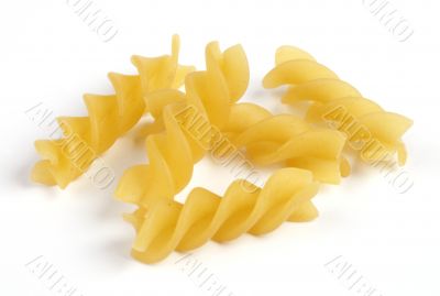 Italian pasta - fusilli on white