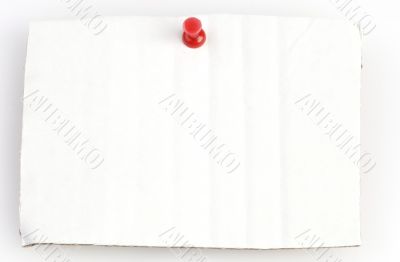 white cardboard with red thumbtack