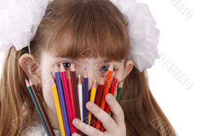 Girl with color pencils.