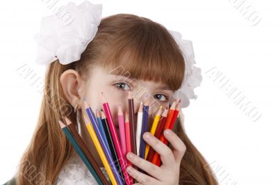 Girl with color pencils