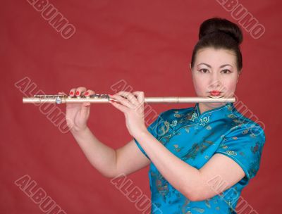 Japanese girl with flute