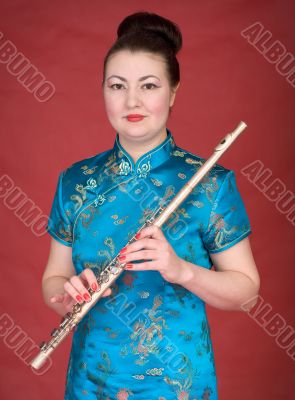 Japanese girl with flute