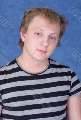 Tousled guy in a striped T-shirt