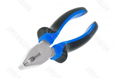  Electricians tool: pliers on a white background.
