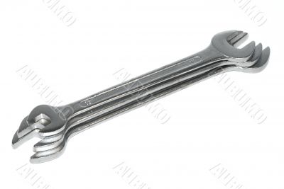 Three wrench on a white background.