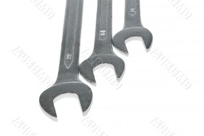 Three wrench on a white background.